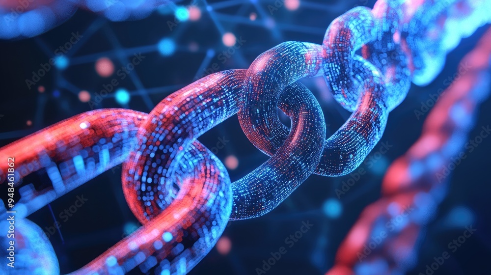 Poster global network concept blockchain and internet communication 3d illustration
