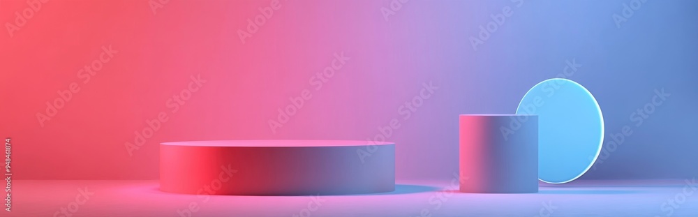 Aufkleber Abstract pink background featuring a minimalistic layout ideal for product presentation A composition of geometric shapes designed for showcasing a product 3D rendering