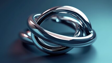 Fototapeta premium Futuristic metallic rings background featuring an abstract geometric 3D shape Isolated chrome metal object