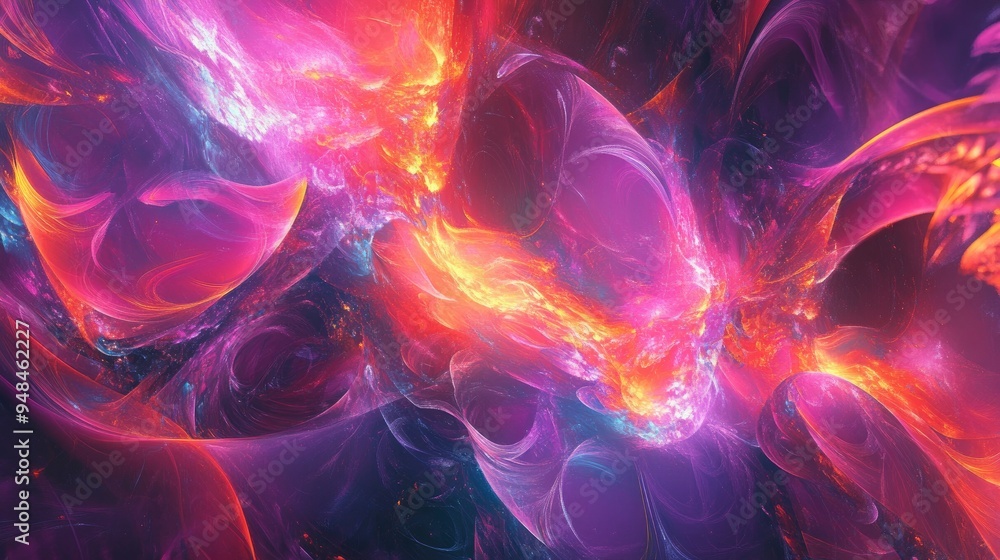 Aufkleber vibrant and chaotic fantasy fractal design featuring abstract shapes ideal for use as a background o