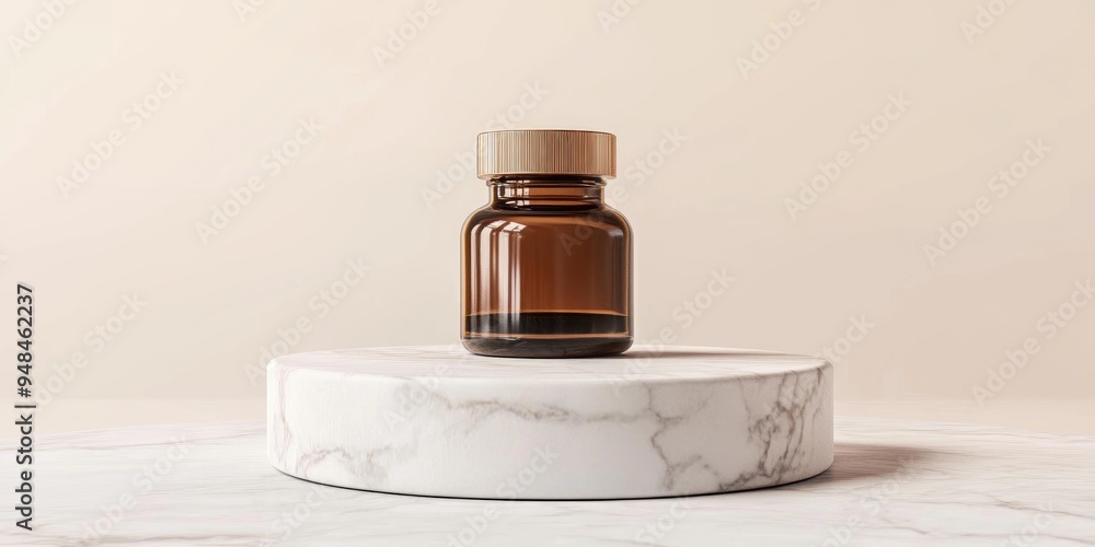 Aufkleber prescription bottle icon bronze symbol on a white marble podium icon suitable for website social med