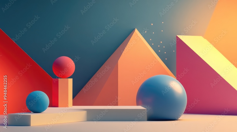 Poster abstract 3d illustration with a background scene