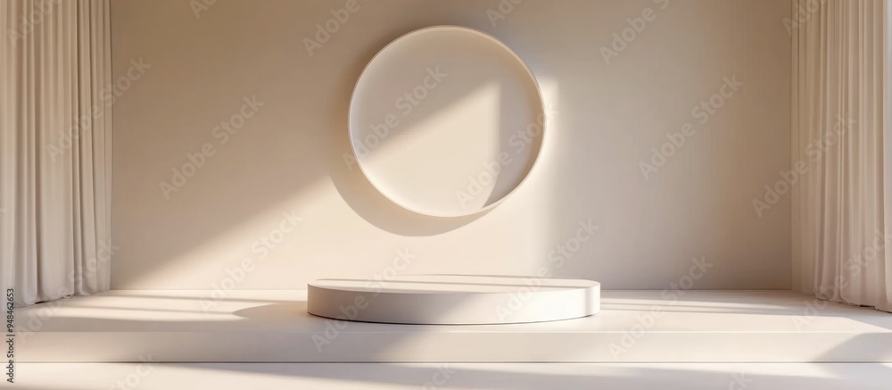 Poster Empty white podium for showcasing products 3D rendering