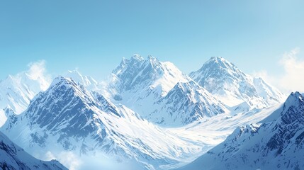 Obraz premium Snow-covered mountain range on a sunny day