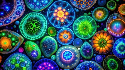 Glow of Life Microscopy: Self-illuminating microscopic images, revealing the bioluminescent properties of biological specimens.