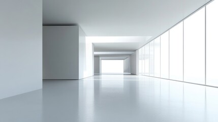 Obraz premium Abstract modern architectural background featuring an empty open space interior in 3D