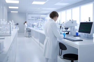 Scientist Conducting Experiment in Advanced Laboratory Setting with Sophisticated Equipment and Technologies for Scientific Research and Discovery