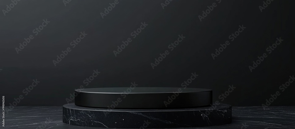 Poster luxury 3d geometric empty podium for product placement black mock up product stand