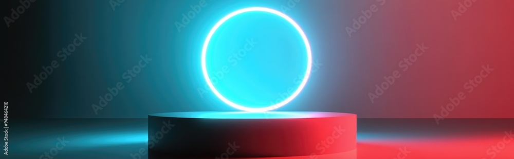 Poster minimalist abstract background featuring a pedestal 3d illustration and rendering
