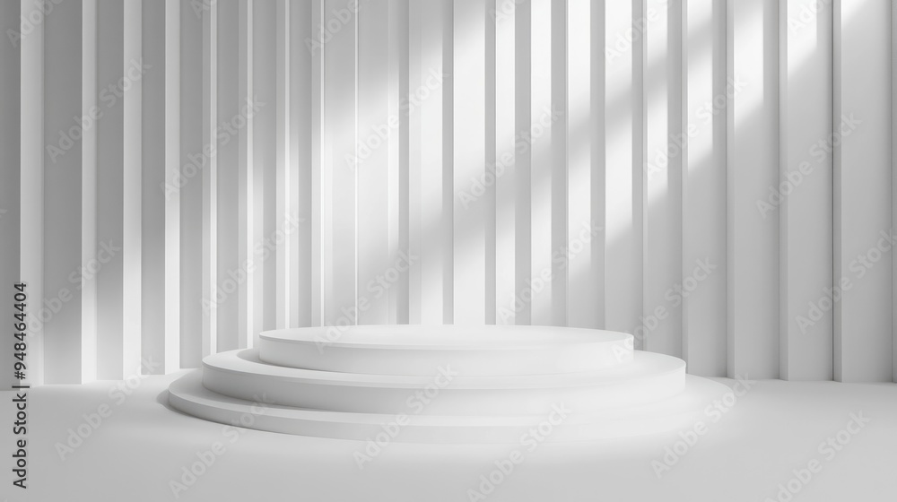 Aufkleber minimal 3d rendering of a white geometric podium background design