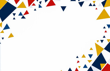 Triangles in blue, yellow, and red colors on the top side of a white space for text.