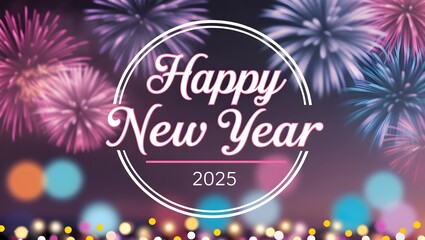 Happy New Year 2025,With Firework in the Background Generative Ai