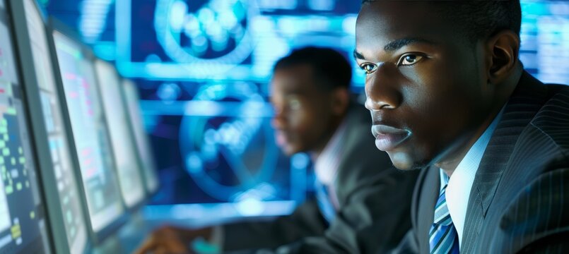 Executives in suits participate in specialized IT training.