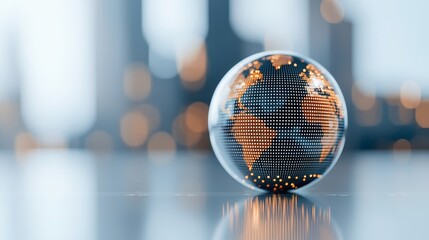 Global marketplace intertwined with AI-driven Insights, double exposure, white translucent background