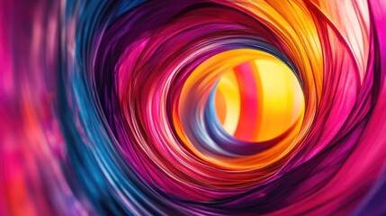 Obraz premium Spiraling colorful silk strings in an abstract design, set against a vibrant futuristic background, creating a captivating composition