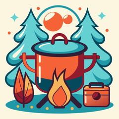 tree in the fireplace. camp ground