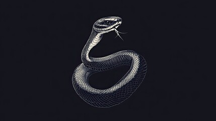 Fototapeta premium Black Snake with a Raised Head and Tongue