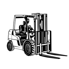 Forklift | Skilled Driver | Construction | Machinery | Warehouse Vehicle | Construction | Skilled Driver | Professional Operator | Original Illustration | Vector and Clipart | Cutfile and Stencil