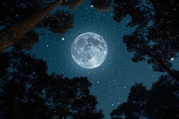 Fototapeta premium An image of a full moon in the night sky