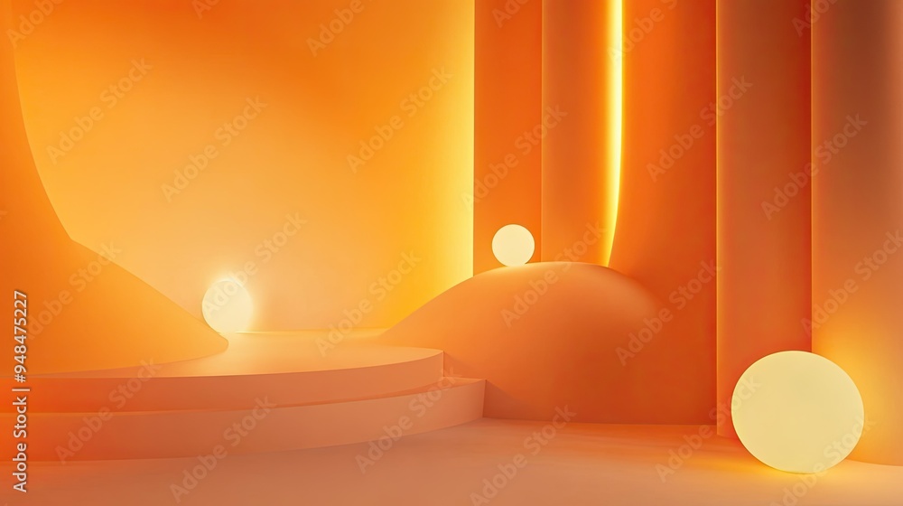 Poster warm 3d orange background with soft gradients and gentle lighting, creating a cozy and inviting atmo