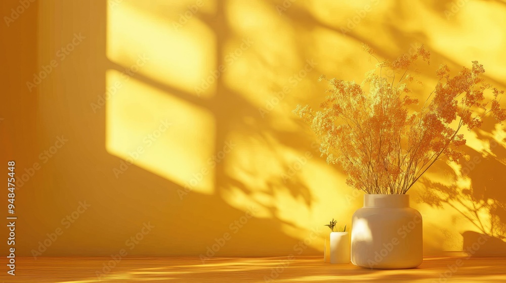 Poster warm 3d yellow background with soft lighting and smooth textures, creating a cozy and inviting effec