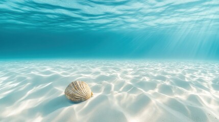 Seashell on Sandy Ocean Bottom