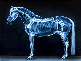 Horse Skeleton X-ray Illustration.