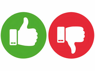 Thumb up and thumb down icons. Like and dislike signs.