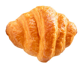 Top view set of brown croissants isolated on white background with clipping path