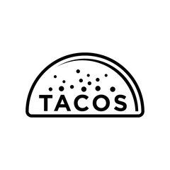 Tacos logo icon vector illustration template hand draw black and white