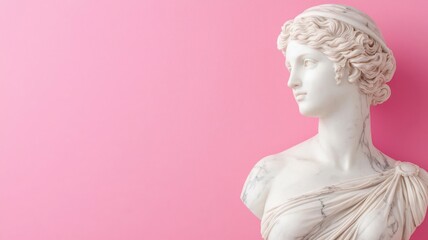 Naklejka premium Marble figure in pastel pinks, enhanced with digital elements, merging classical elegance with modern technology