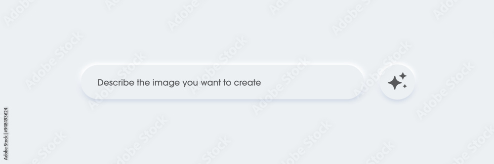 Aufkleber 3D generative AI bar as part of UI UX design and web site. Enter command text to generate ideas, artificial intelligence technology concept. Vector illustration.