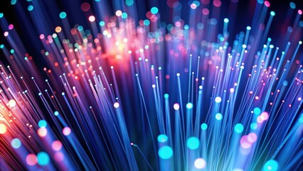 Abstract image of fiber optics with blurred background, fiber optics, technology, data, connection, abstract