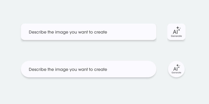 3D generative AI bar as part of UI UX design and web site. Enter command text to generate ideas, artificial intelligence technology concept. Vector illustration.