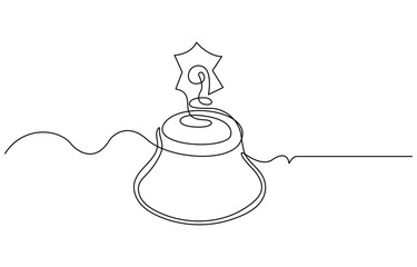 Back to School, Alertness, Reminder Continuous Line Illustration, Bell Editable Continuous Line Icon, Christmas Bells With Bow Thin one Line Icon