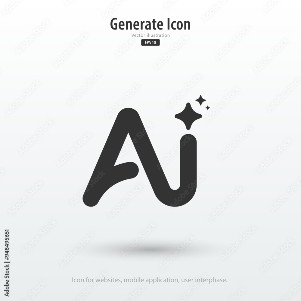 Poster AI Generated icon. Generate symbol. Enter command text to generate ideas. Artificial intelligence technology concept. Icon element for app, website and interphase. Vector illustration.