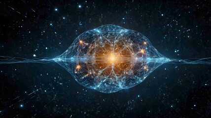Futuristic Neural Network Visualization with Glowing Synapses and Digital Connections Generated AI