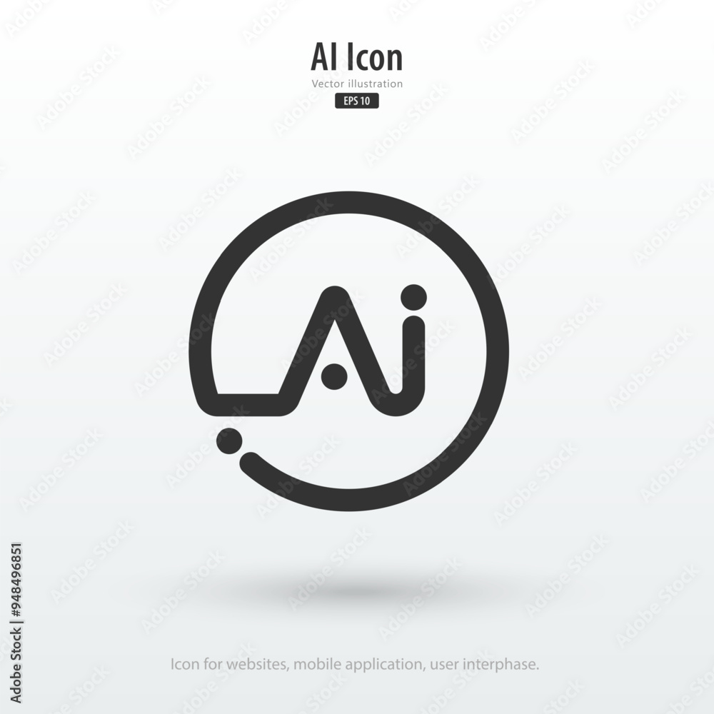 Poster Artificial intelligence vector icon. AI symbol. Artificial intelligence technology concept. Icon element for app, website and interphase. Vector illustration.