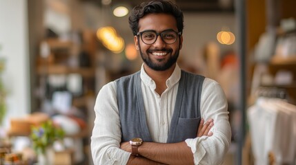 Obraz premium A man entrepreneur standing in boutique confidence and success
