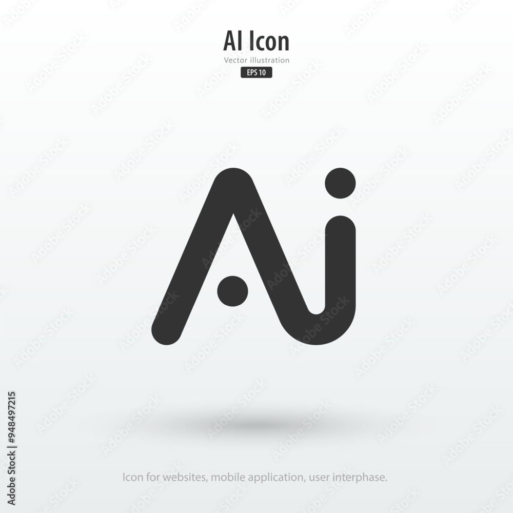 Poster Artificial intelligence vector icon. AI symbol. Artificial intelligence technology concept. Icon element for app, website and interphase. Vector illustration.