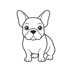 French bulldog black and white hand drawn cartoon portrait. Funny cute bulldog puppy face. Dogs, pets themed design element, icon, logo. stock illustration