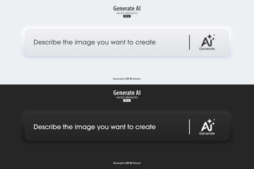 3D generative AI bar as part of UI UX design and web site. Enter command text to generate ideas, artificial intelligence technology concept. Vector illustration.