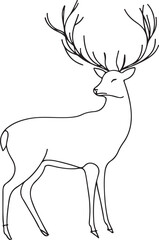 A deer  line art white background 