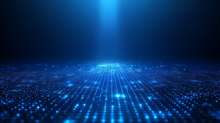 Abstract blue light glowing particles on digital surface with a futuristic technology concept, ideal for tech backgrounds and presentations.