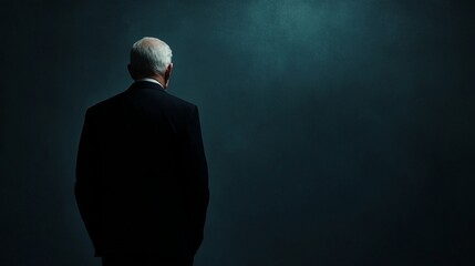 Obraz premium Silhouette of a man in deep contemplation amidst financial crisis