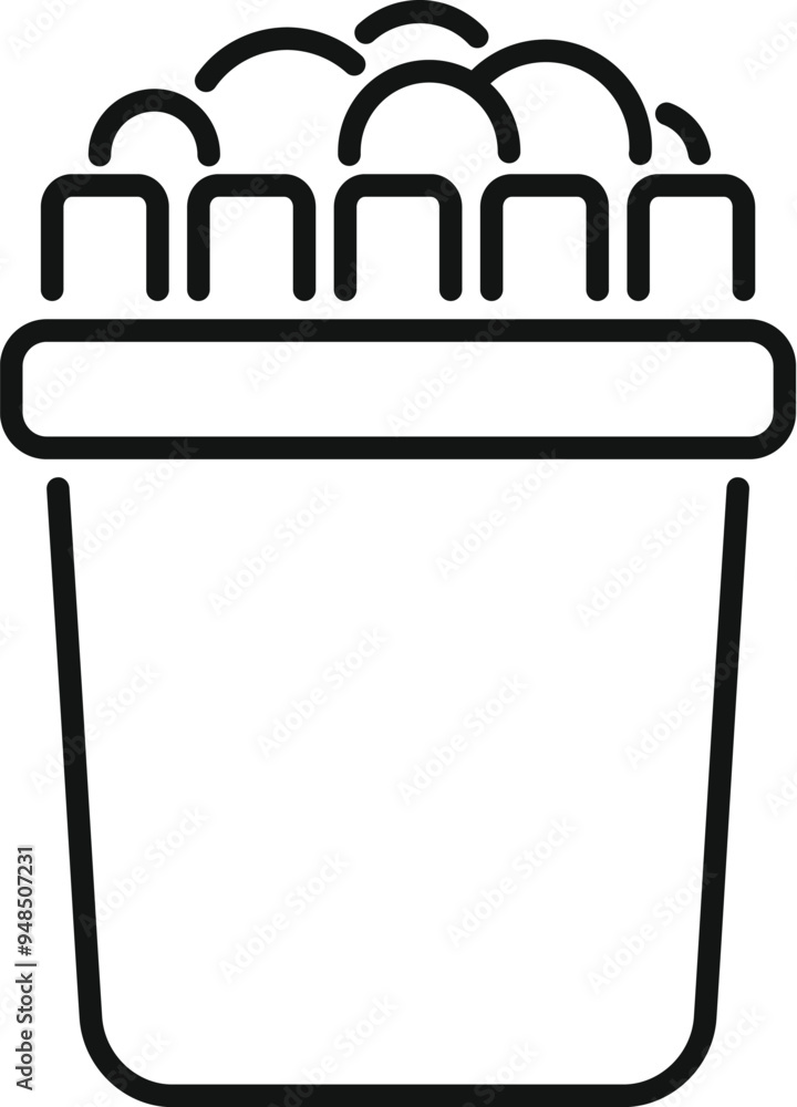 Poster simple vector icon of a bucket overflowing with soapy water and sponge wipes