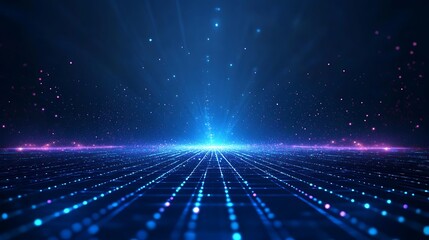 Abstract digital data landscape with glowing lines and particles. Futuristic technology, innovation, and connection concept.