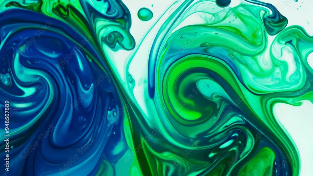 Poster an abstract design filled with swirling patterns in a spectrum of blue and green hues. these colors 