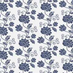 Floral vector seamless pattern.Vector seamless pattern with floral print on a colored background.