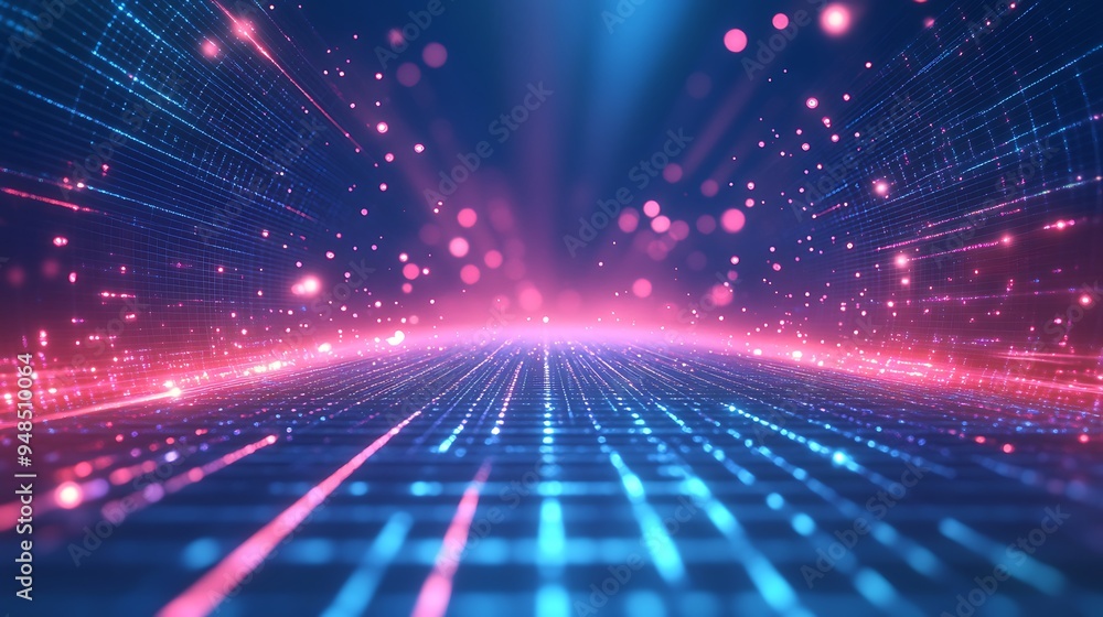 Poster abstract futuristic digital background with vibrant glowing lights, technology, and data concept in 